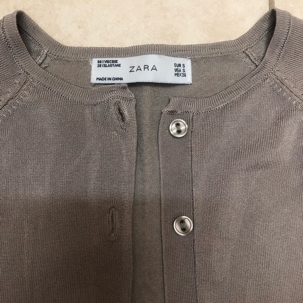zara beige button down sweater, small - Picture 9 of 11